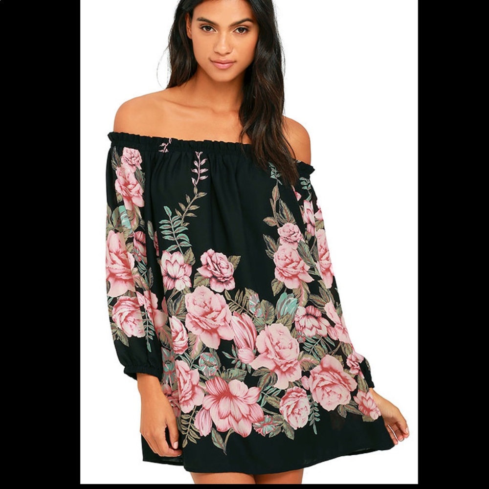 Lulu’s, floral, flowy, off the shoulder dress